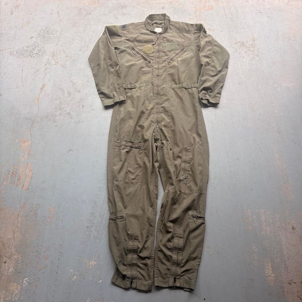 Vintage CWU-27/P Nomex Flight Suit Sage Green Military Pilot Coveralls USA Made